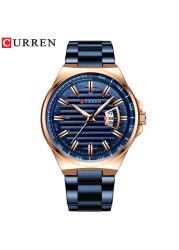 CURREN Fashion Auto Date Stainless Steel Watch For Men Luxury Business Quartz Watch Men Sport Waterproof Male Clock