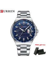 CURREN Fashion Auto Date Stainless Steel Watch For Men Luxury Business Quartz Watch Men Sport Waterproof Male Clock