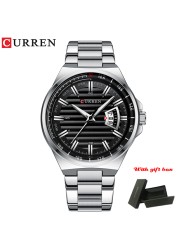 CURREN Fashion Auto Date Stainless Steel Watch For Men Luxury Business Quartz Watch Men Sport Waterproof Male Clock