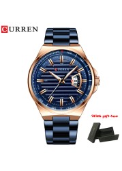 CURREN Fashion Auto Date Stainless Steel Watch For Men Luxury Business Quartz Watch Men Sport Waterproof Male Clock