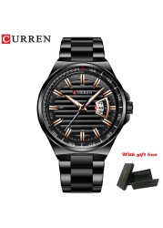 CURREN Fashion Auto Date Stainless Steel Watch For Men Luxury Business Quartz Watch Men Sport Waterproof Male Clock