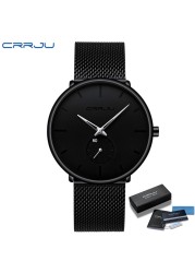 Fashionable Quartz CRRJU Men's Watches Luxury Fashion Slim Mesh Water Resistant Watches