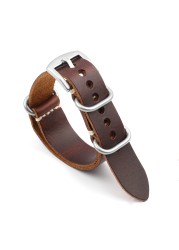 Genuine Leather NATO Strap Antique Watch Band 20mm 22mm 24mm Handmade Zulu Strap for Watch Replacement Accessories