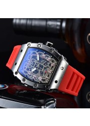 New Luxury 3-pin Transparent Bezel Quartz Watch Men Automatic Watch Men Designer Wristwatches Waterproof Reloj Hombre