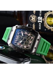 New Luxury 3-pin Transparent Bezel Quartz Watch Men Automatic Watch Men Designer Wristwatches Waterproof Reloj Hombre