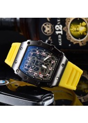 New Luxury 3-pin Transparent Bezel Quartz Watch Men Automatic Watch Men Designer Wristwatches Waterproof Reloj Hombre