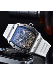 New Luxury 3-pin Transparent Bezel Quartz Watch Men Automatic Watch Men Designer Wristwatches Waterproof Reloj Hombre