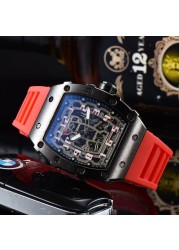 New Luxury 3-pin Transparent Bezel Quartz Watch Men Automatic Watch Men Designer Wristwatches Waterproof Reloj Hombre