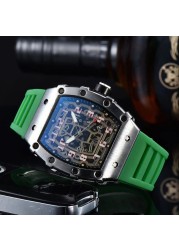 New Luxury 3-pin Transparent Bezel Quartz Watch Men Automatic Watch Men Designer Wristwatches Waterproof Reloj Hombre