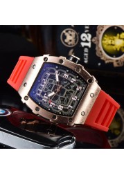 New Luxury 3-pin Transparent Bezel Quartz Watch Men Automatic Watch Men Designer Wristwatches Waterproof Reloj Hombre