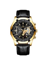 2022 Men's Watch Waterproof Quartz Wrist Watch Big Dial Business Gold Watch Oversized Calendar Creative Golden Men Watches reloj