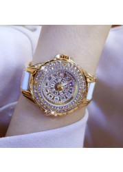 2022 Diamond Watches Women Famous Brand Fashion Ceramic Wristwatches Women Ladies Stainless Steel Female Clock Relogio Feminino