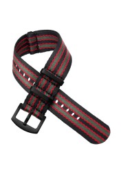 Premium Quality 20mm 22mm Seatbelt Watch Band Nylon NATO Strap for 007 James Bond Military Striped Replacement Watch Accessories