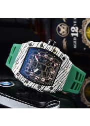 2022 Luxury 3 Pin Quartz Watch RM Transparent Bezel Men Automatic Watch for Men Designer Wristwatches Waterproof Reloj Hombre