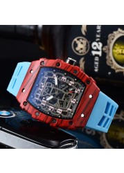 2022 Luxury 3 Pin Quartz Watch RM Transparent Bezel Men Automatic Watch for Men Designer Wristwatches Waterproof Reloj Hombre