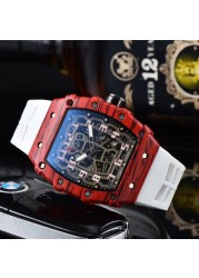 2022 Luxury 3 Pin Quartz Watch RM Transparent Bezel Men Automatic Watch for Men Designer Wristwatches Waterproof Reloj Hombre