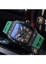 2022 Luxury 3 Pin Quartz Watch RM Transparent Bezel Men Automatic Watch for Men Designer Wristwatches Waterproof Reloj Hombre