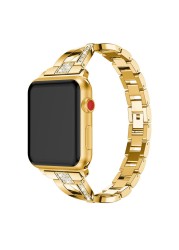 Diamond Bracelet for iWatch Series SE 7 6 5 4 Women Wristband for Apple Watch 38/40/41mm 42/44/45mm Band Metal X Shape Strap