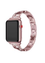 Diamond Bracelet for iWatch Series SE 7 6 5 4 Women Wristband for Apple Watch 38/40/41mm 42/44/45mm Band Metal X Shape Strap