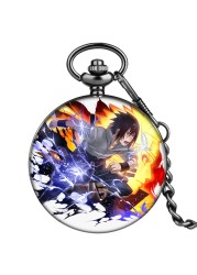 Customized Men's Blue Flame Chain Pocket Watch Classic Japan Animation Personality Style Leisure Quartz Watches Unisex Gift