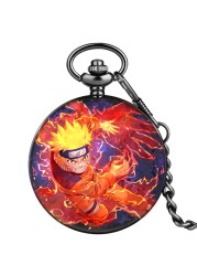 Customized Men's Blue Flame Chain Pocket Watch Classic Japan Animation Personality Style Leisure Quartz Watches Unisex Gift