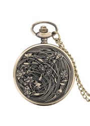 New Classic Bronze Men's Quartz Big Chain Pocket Watch Cat Pattern Unisex Advance Sense Watches Birthday Gift for Boyfriend