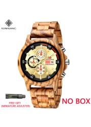 Kunhuang Wooden Watch Men Watches Customized Watches Personality Creative Design Logo Letter Engraved Carved Clock