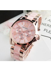 New White Ceramic Watches Women Geneva Quartz Wrist Watch Ladies Stainless Steel Wristwatches Women Dress Reloj Mujer