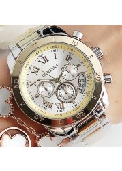 Contena-Women's Watches Stainless Steel Gold Quartz Wrist Watch Original Luxury Brand Geneva Ladies