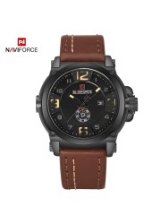 NAVIFORCE Men's Watch Fashion Sports Waterproof Wristwatches Male Military Leather Band Quartz Watch Calendar Relogio Masculino