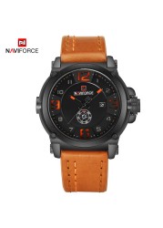 NAVIFORCE Men's Watch Fashion Sports Waterproof Wristwatches Male Military Leather Band Quartz Watch Calendar Relogio Masculino