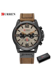 CURREN-Watches-Men's Distinguished,Luxury Watch Brand,Water Resistant,Sports,Wrist Watch,Chronograph,Quartz Genuine Leather Military,Men