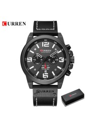 CURREN-Watches-Men's Distinguished,Luxury Watch Brand,Water Resistant,Sports,Wrist Watch,Chronograph,Quartz Genuine Leather Military,Men