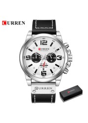 CURREN-Watches-Men's Distinguished,Luxury Watch Brand,Water Resistant,Sports,Wrist Watch,Chronograph,Quartz Genuine Leather Military,Men