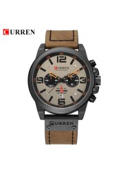 CURREN-Watches-Men's Distinguished,Luxury Watch Brand,Water Resistant,Sports,Wrist Watch,Chronograph,Quartz Genuine Leather Military,Men