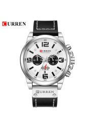 CURREN-Watches-Men's Distinguished,Luxury Watch Brand,Water Resistant,Sports,Wrist Watch,Chronograph,Quartz Genuine Leather Military,Men