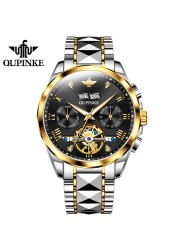 OUPINKE Watch for Men Luxury Brand Tourbillon Watches Sapphire Glass Tungsten Steel Waterproof Men Mechanical Wristwatches