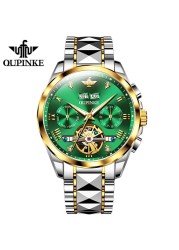 OUPINKE Watch for Men Luxury Brand Tourbillon Watches Sapphire Glass Tungsten Steel Waterproof Men Mechanical Wristwatches