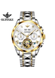 OUPINKE Watch for Men Luxury Brand Tourbillon Watches Sapphire Glass Tungsten Steel Waterproof Men Mechanical Wristwatches