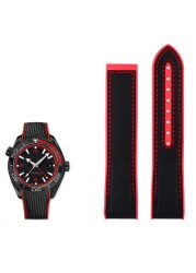 New strap for Omega 300 ocean 20mm 22mm black blue orange red fabric nylon rubber watch band men waterproof watchband