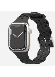 الدانتيل سيليكون حزام ل أبل ووتش Bnad 7 45 مللي متر 41 مللي متر تنفس سوار معصم من السيليكون ل iWatch 6 5 4 3 SE 44 مللي متر 42 مللي متر 40 مللي متر