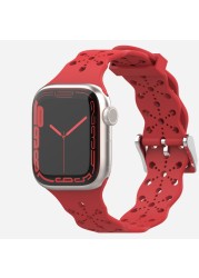 الدانتيل سيليكون حزام ل أبل ووتش Bnad 7 45 مللي متر 41 مللي متر تنفس سوار معصم من السيليكون ل iWatch 6 5 4 3 SE 44 مللي متر 42 مللي متر 40 مللي متر