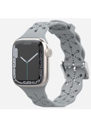 الدانتيل سيليكون حزام ل أبل ووتش Bnad 7 45 مللي متر 41 مللي متر تنفس سوار معصم من السيليكون ل iWatch 6 5 4 3 SE 44 مللي متر 42 مللي متر 40 مللي متر