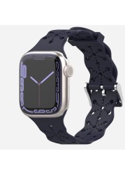 الدانتيل سيليكون حزام ل أبل ووتش Bnad 7 45 مللي متر 41 مللي متر تنفس سوار معصم من السيليكون ل iWatch 6 5 4 3 SE 44 مللي متر 42 مللي متر 40 مللي متر