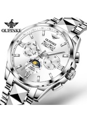 OUPINKE Men's Watch Perpetual Calendar Automatic Watch Luxury 50M Waterproof Sapphire Crystal Men Mechanical Wristwatches 3201