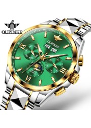 OUPINKE Men's Watch Perpetual Calendar Automatic Watch Luxury 50M Waterproof Sapphire Crystal Men Mechanical Wristwatches 3201