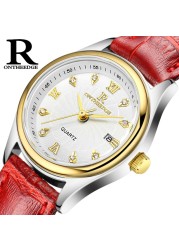 Women's Quartz Gold Red White Green Black Brown Leather Straps Fashion Watch