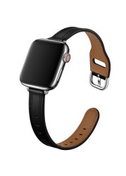 Soft Leather Watch Band for Apple Watch Strap 41mm 45mm 38/42mm 40mm 44mm Bracelet for iWatch Series 7 3 5 6 SE Wrist Watchband