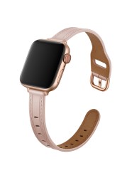 Soft Leather Watch Band for Apple Watch Strap 41mm 45mm 38/42mm 40mm 44mm Bracelet for iWatch Series 7 3 5 6 SE Wrist Watchband