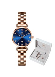 OLEVS Female Watches Fashion Casual Ladies Wristwatch Waterproof Rose Gold Stainless Steel Wristwatch For Women Simple Thin